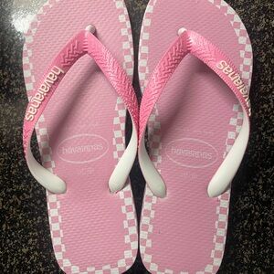 Havaianas Pink Checkered Flip Flops